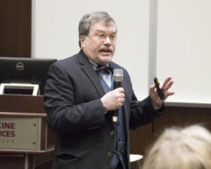 Dr. Peter Hotez speaking to TAMU attendees